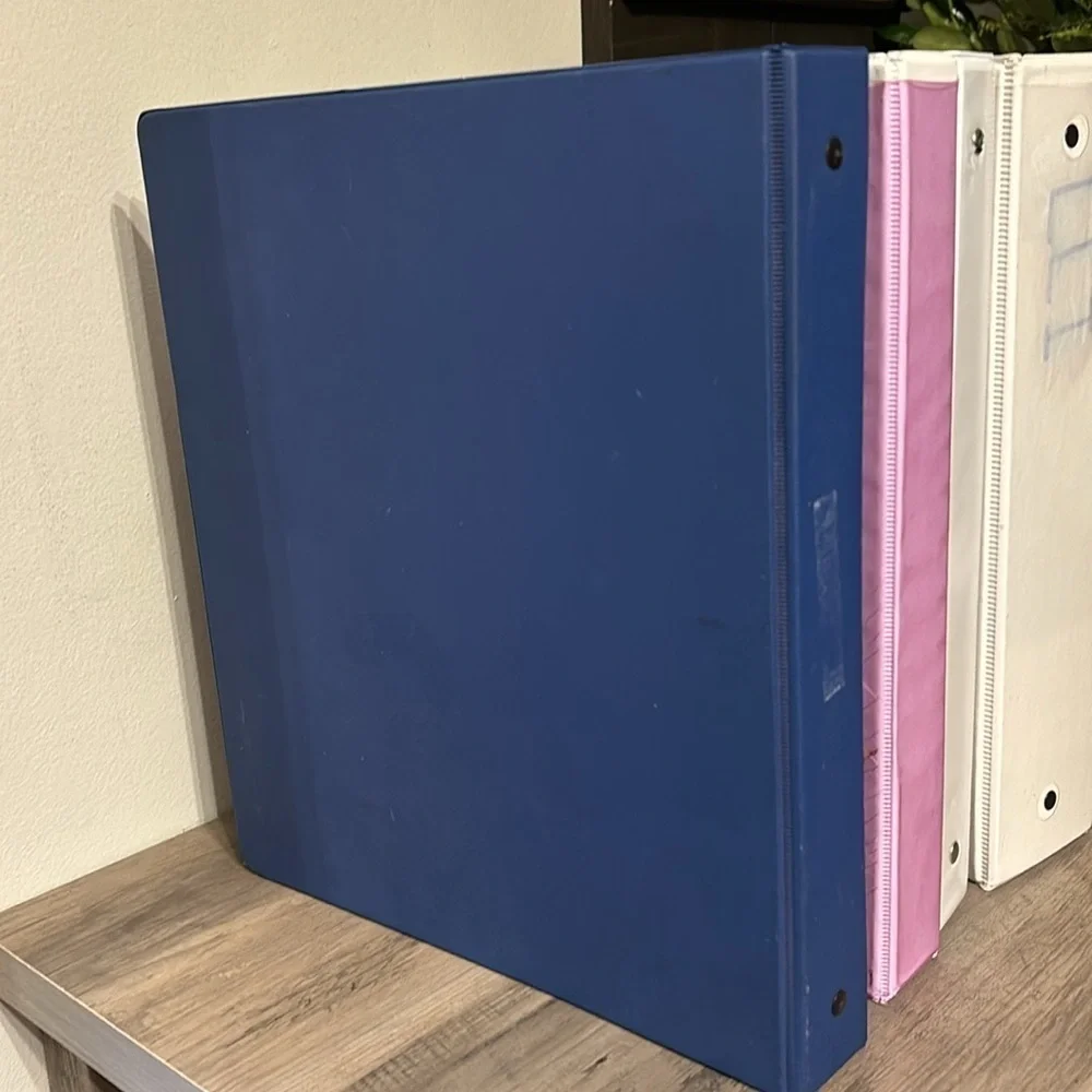 PRE OWNED 6 VARIOUS SIZES OF BINDERS WITH 70 SHEET PROTECTORS